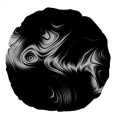 Black And White Abstract Swirls Large 18  Premium Round Cushions by SpinnyChairDesigns