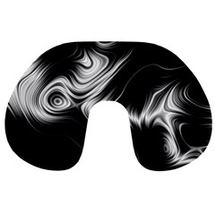 Black And White Abstract Swirls Travel Neck Pillow by SpinnyChairDesigns