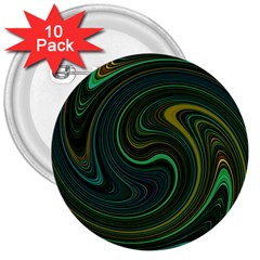 Dark Green Swirls 3  Buttons (10 Pack)  by SpinnyChairDesigns