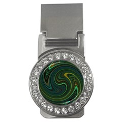 Dark Green Swirls Money Clips (cz)  by SpinnyChairDesigns