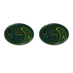 Dark Green Swirls Cufflinks (oval) by SpinnyChairDesigns