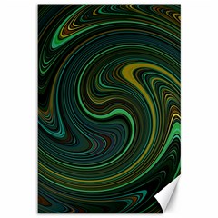 Dark Green Swirls Canvas 12  X 18  by SpinnyChairDesigns