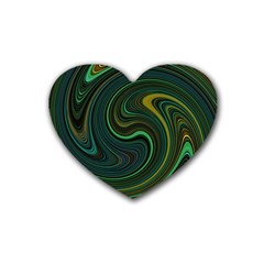 Dark Green Swirls Heart Coaster (4 Pack)  by SpinnyChairDesigns