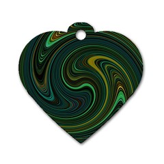 Dark Green Swirls Dog Tag Heart (one Side) by SpinnyChairDesigns