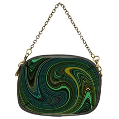 Dark Green Swirls Chain Purse (two Sides) by SpinnyChairDesigns