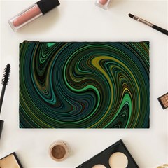 Dark Green Swirls Cosmetic Bag (large) by SpinnyChairDesigns