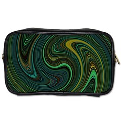 Dark Green Swirls Toiletries Bag (one Side) by SpinnyChairDesigns