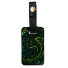 Dark Green Swirls Luggage Tag (one Side) by SpinnyChairDesigns