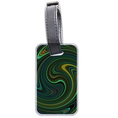 Dark Green Swirls Luggage Tag (two Sides) by SpinnyChairDesigns