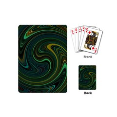 Dark Green Swirls Playing Cards Single Design (mini) by SpinnyChairDesigns