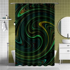 Dark Green Swirls Shower Curtain 48  X 72  (small)  by SpinnyChairDesigns