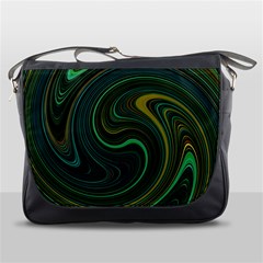 Dark Green Swirls Messenger Bag by SpinnyChairDesigns