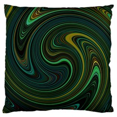 Dark Green Swirls Large Cushion Case (two Sides) by SpinnyChairDesigns