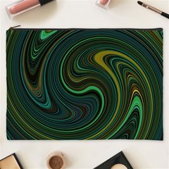 Dark Green Swirls Cosmetic Bag (xxxl) by SpinnyChairDesigns