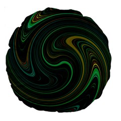 Dark Green Swirls Large 18  Premium Round Cushions by SpinnyChairDesigns