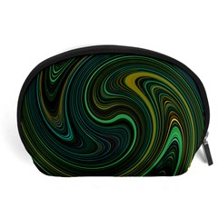 Dark Green Swirls Accessory Pouch (large) by SpinnyChairDesigns