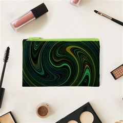 Dark Green Swirls Cosmetic Bag (xs) by SpinnyChairDesigns