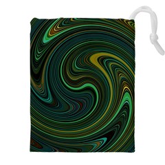 Dark Green Swirls Drawstring Pouch (5xl) by SpinnyChairDesigns