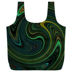 Dark Green Swirls Full Print Recycle Bag (xxl) by SpinnyChairDesigns