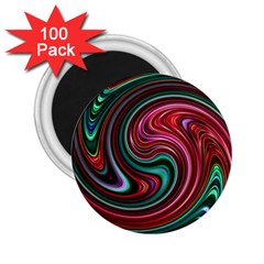 Red Green Swirls 2 25  Magnets (100 Pack)  by SpinnyChairDesigns