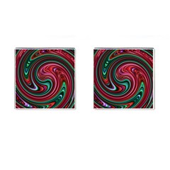 Red Green Swirls Cufflinks (square) by SpinnyChairDesigns