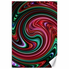 Red Green Swirls Canvas 12  X 18  by SpinnyChairDesigns