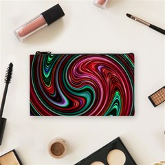 Red Green Swirls Cosmetic Bag (small) by SpinnyChairDesigns