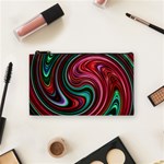 Red Green Swirls Cosmetic Bag (Small) Front