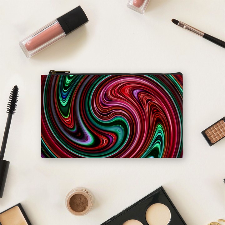 Red Green Swirls Cosmetic Bag (Small)