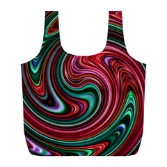 Red Green Swirls Full Print Recycle Bag (l) by SpinnyChairDesigns