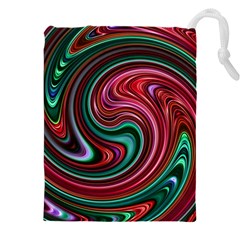 Red Green Swirls Drawstring Pouch (4xl) by SpinnyChairDesigns