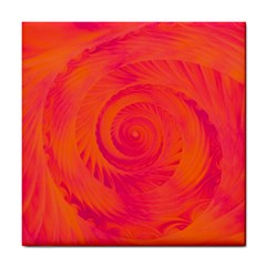 Pink And Orange Swirl Tile Coaster by SpinnyChairDesigns