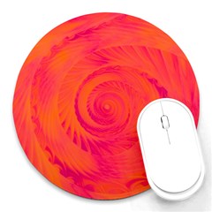 Pink And Orange Swirl Round Mousepads by SpinnyChairDesigns