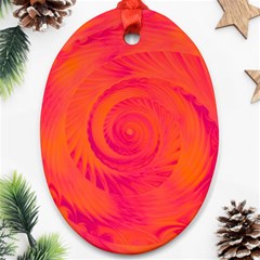 Pink And Orange Swirl Ornament (oval) by SpinnyChairDesigns