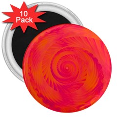 Pink And Orange Swirl 3  Magnets (10 Pack)  by SpinnyChairDesigns