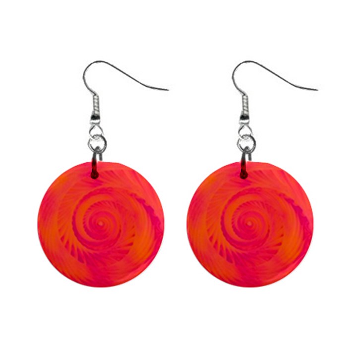 Pink and Orange Swirl Mini Button Earrings