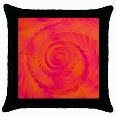 Pink And Orange Swirl Throw Pillow Case (black) by SpinnyChairDesigns