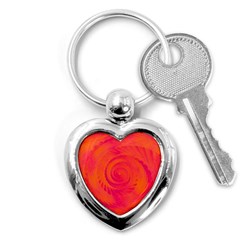 Pink And Orange Swirl Key Chain (heart) by SpinnyChairDesigns