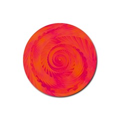 Pink And Orange Swirl Rubber Round Coaster (4 Pack)  by SpinnyChairDesigns