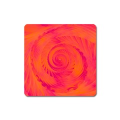 Pink And Orange Swirl Square Magnet by SpinnyChairDesigns