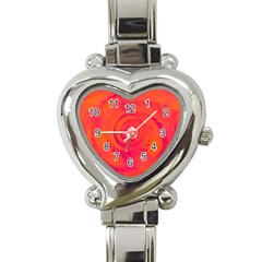 Pink And Orange Swirl Heart Italian Charm Watch by SpinnyChairDesigns