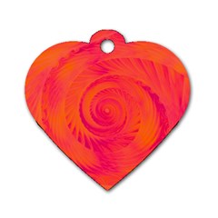 Pink And Orange Swirl Dog Tag Heart (one Side) by SpinnyChairDesigns