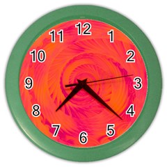 Pink And Orange Swirl Color Wall Clock by SpinnyChairDesigns