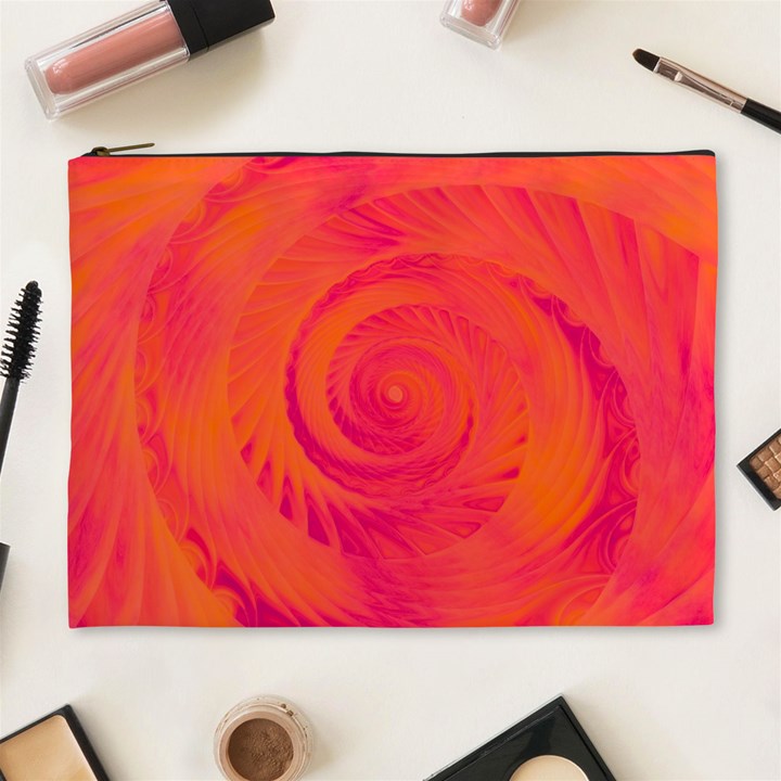 Pink and Orange Swirl Cosmetic Bag (XL)