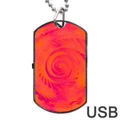 Pink And Orange Swirl Dog Tag Usb Flash (one Side) by SpinnyChairDesigns