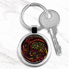 Abstract Tribal Swirl Key Chain (round) by SpinnyChairDesigns