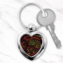 Abstract Tribal Swirl Key Chain (heart) by SpinnyChairDesigns