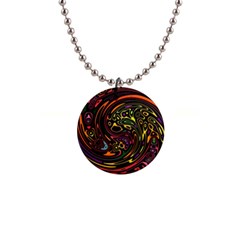 Abstract Tribal Swirl 1  Button Necklace by SpinnyChairDesigns