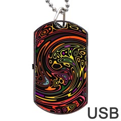 Abstract Tribal Swirl Dog Tag Usb Flash (two Sides) by SpinnyChairDesigns