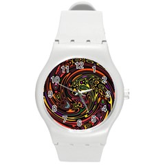 Abstract Tribal Swirl Round Plastic Sport Watch (m) by SpinnyChairDesigns